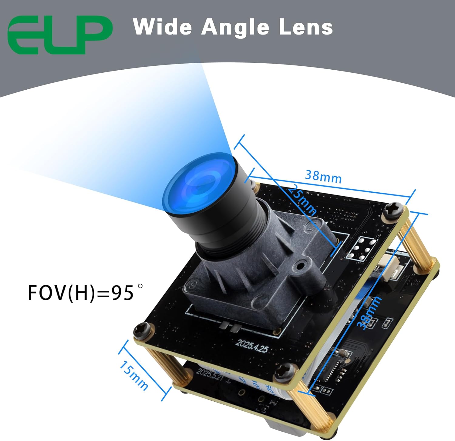 ELP Ultra HD 20MP USB3.0 Camera Module for Computer Mini UVC 3840P USB3.0/2.0 Lightburn Cameras for Windows Linux Mac Pi Wide Angle 95°(H) AR2020 4K 30FPS Webcam Board for PC Laptop Jetson Nano