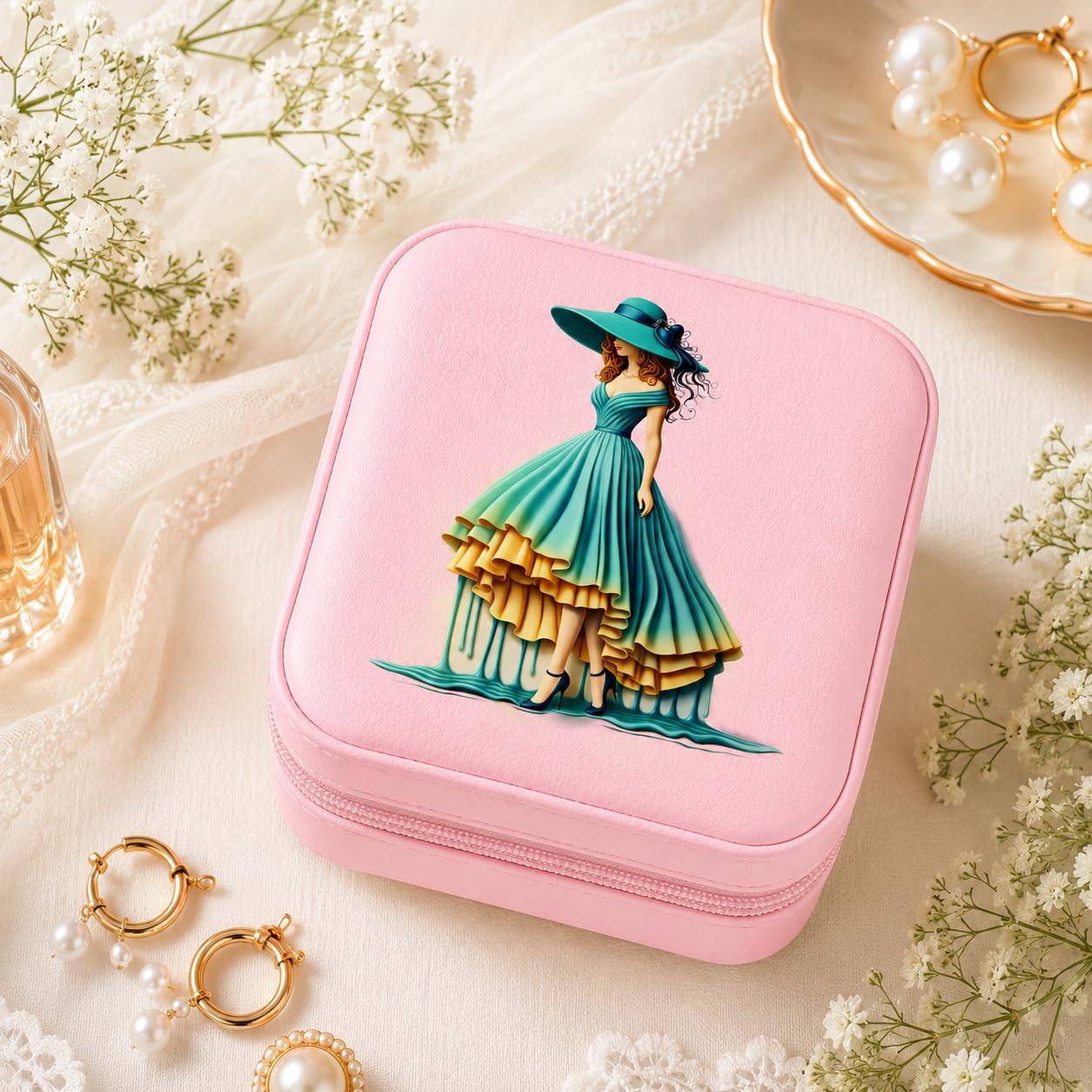 小物入れ indian jewelry accessory case PRIMIT Faux Leather Travel Jewelry Case with Princess Design