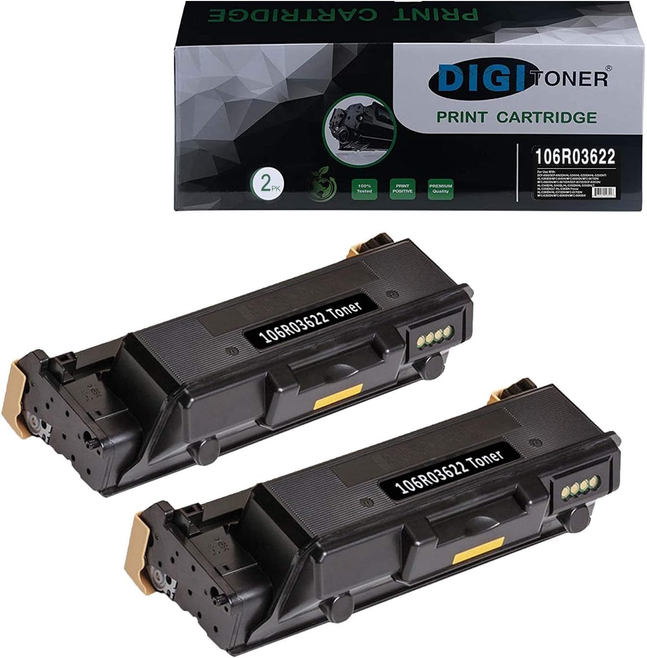 TonerPlusUSARemanufactured 106R03622 Toner Cartridge Compatible Xerox 106R03622 106R03621 Toner Cartridge for Use in Xerox WorkCentre 3335 3345 Phaser 3330 High Yield 8,500 Pages［Black, 2-Pack］