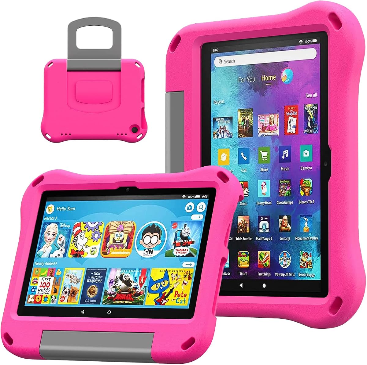Funda para tableta Fire HD 8 para niños, funda para Kindle Fire HD 8, fundas para tableta Amazon Fire 8, funda DiHines con asa a prueba de golpes y soporte para niños para Amazon Kindle Fire HD 8/8 Plus (12/10.ª generación, lanzamiento 2022/2024)
