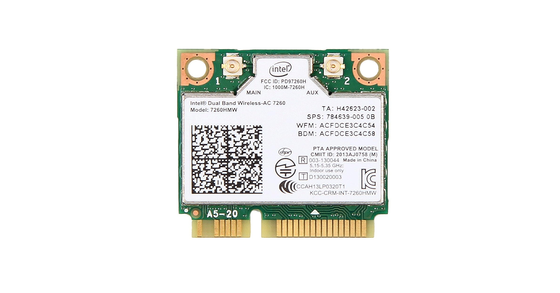 Intel Dual Band Wireless-AC 7260 WiFi Bluetooth Half Mini Card