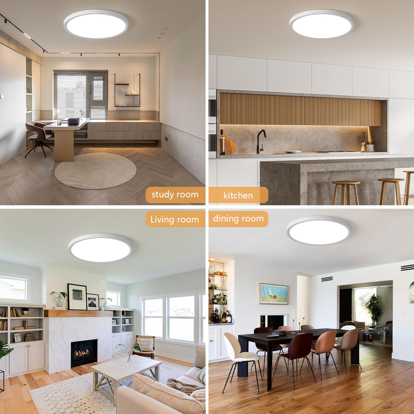 Lámpara de techo LED empotrada de 20 pulgadas, 40 W, 4350 lm, 3000 K/4000 K/6000 K CCT seleccionable, luz de panel plano redondo superdelgado para sala de estar, dormitorio, cocina
