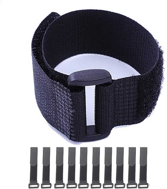 Hook and Loop Cable Straps,Black SelfAdhesive Nylon Straps Cable/Securing Straps with Buckles