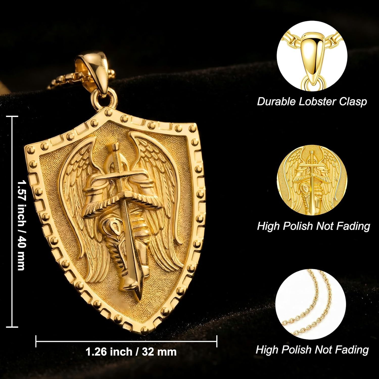 Patron Saint Necklace 14K Gold Medal Catholic Pendant Christian Religious Amulet Jewelry Gift for Men Women - Image 6