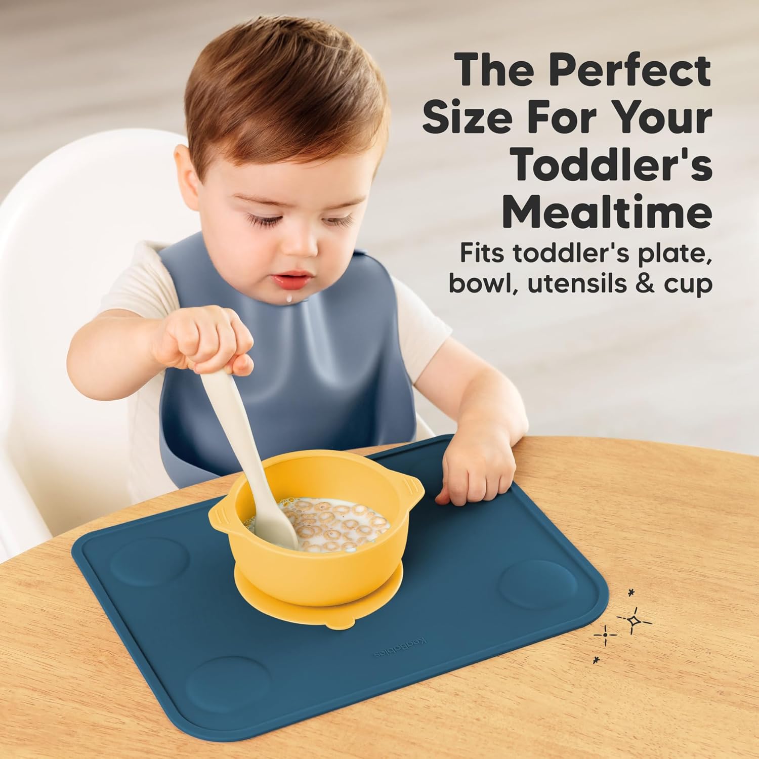 Keababies 2-Pack Silicone Placemats for Toddlers and 12-Pack Baby Food Containers - Non Slip Placemat for Kids, Easy-to-Clean Baby Mat - 4 oz Leak-Proof, Microwavable, Food Storage Container