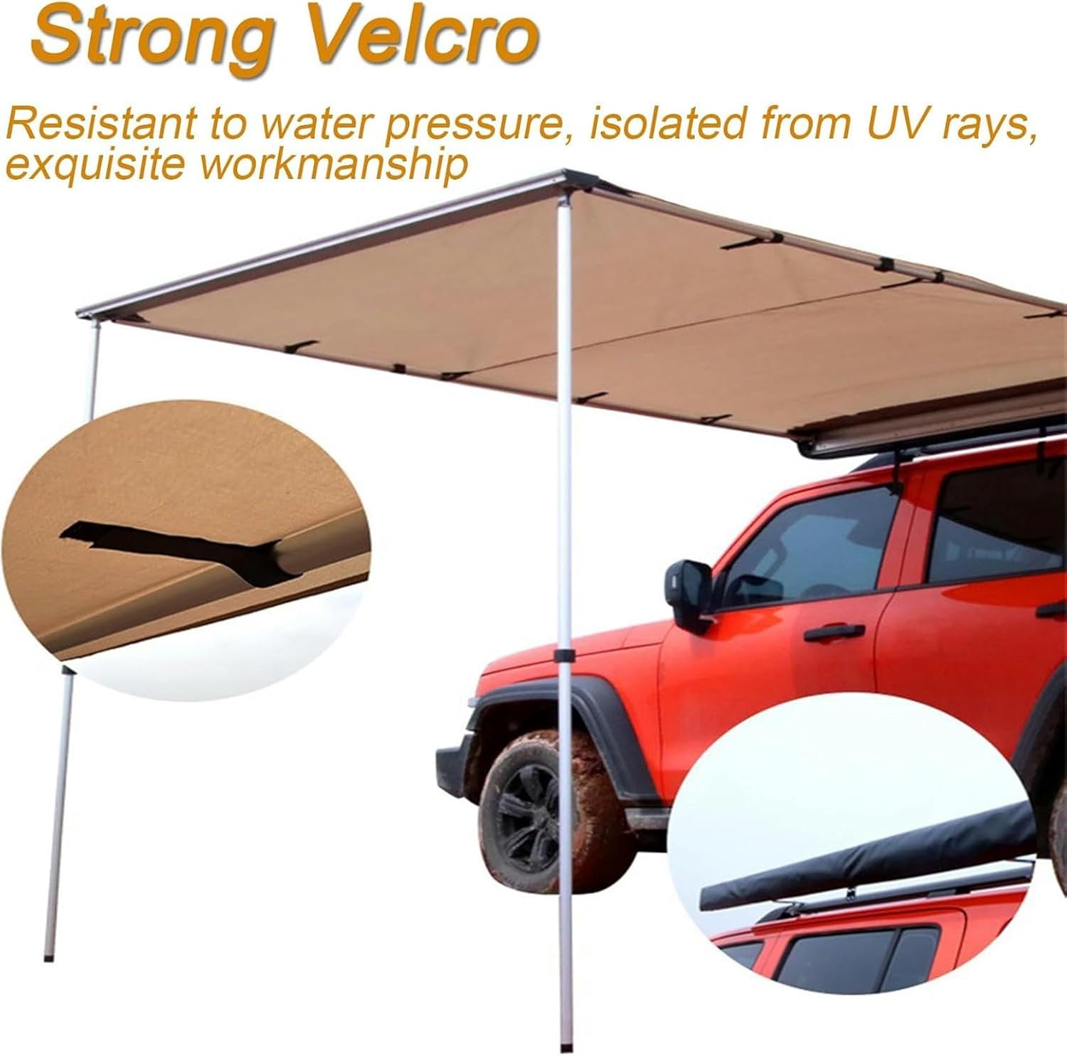 AMNOOL Car Tent, UV50+Removable Awning, Anterie -Resistant Car Awning for Camping and by Land (Hardware Included) (Size: 250 X 250cm (98in X 98in))