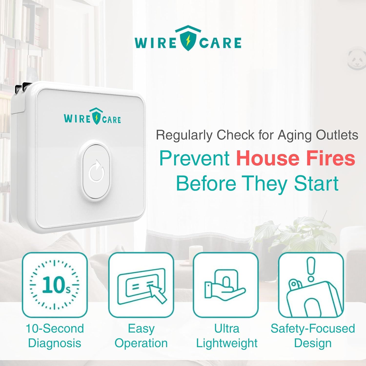 Brook Livin WireCare Outlet Tester – Plug-in Electrical Socket & Receptacle Tester with 3-Color LED Indicator, Resistance Check, Helps Identify Wiring Issues & Improve Home Safety