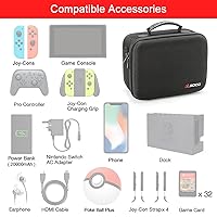 Vista 3 de RLSOCO Carrying Case for Nintendo Switch & Switch OLED-Fit Extra Switch Pro Controller & Poke Ball Plus