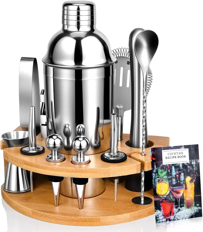 Cocktailshakerset med träställ