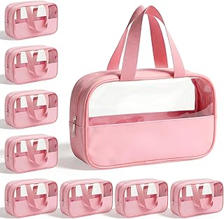 10 Pcs Pink Translucent Make up Bag, Waterpro...