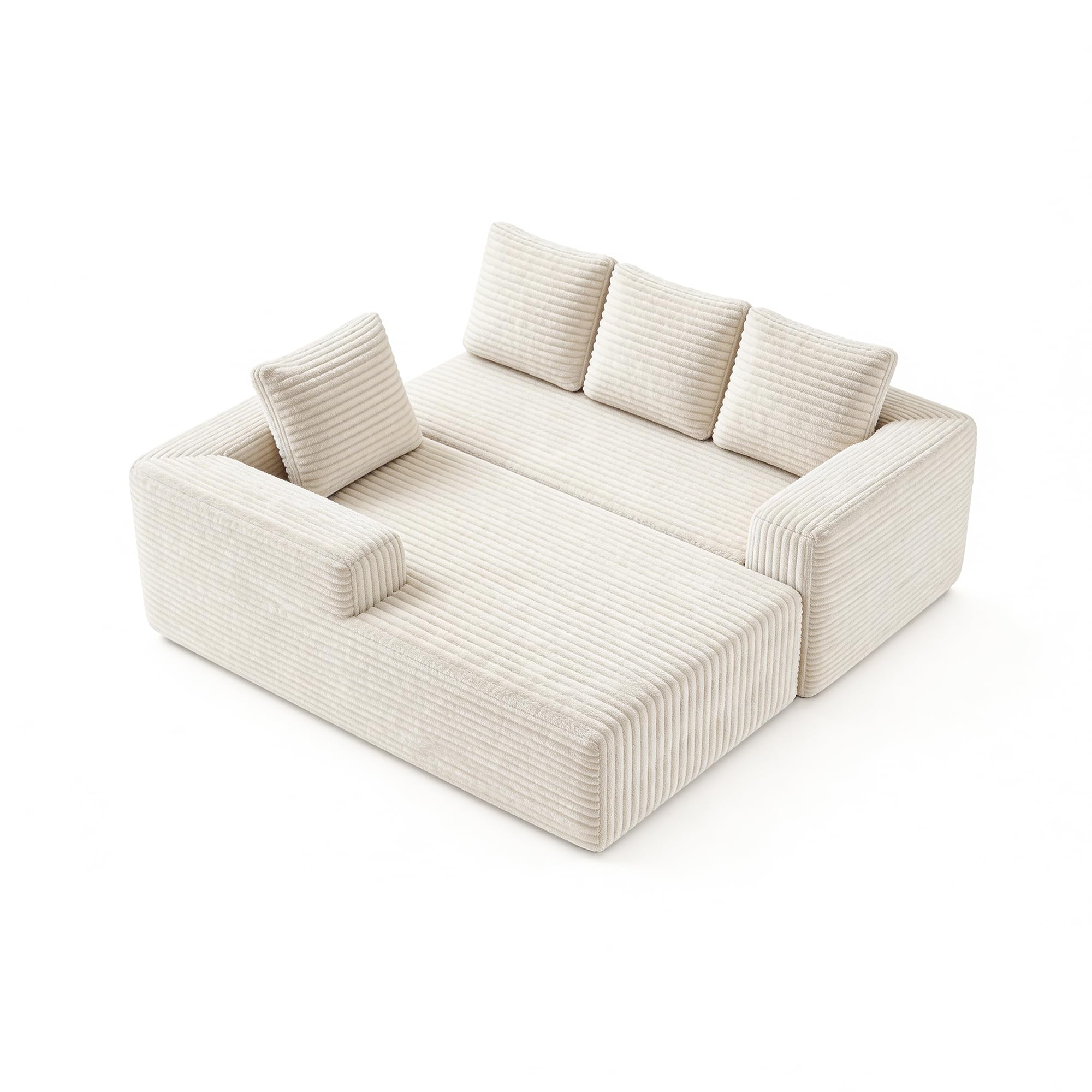 Canapé en forme de L, canapé modulaire moderne, canapé rembourré avec chaises longues à gauche, sans montage, convient pour le salon, beige