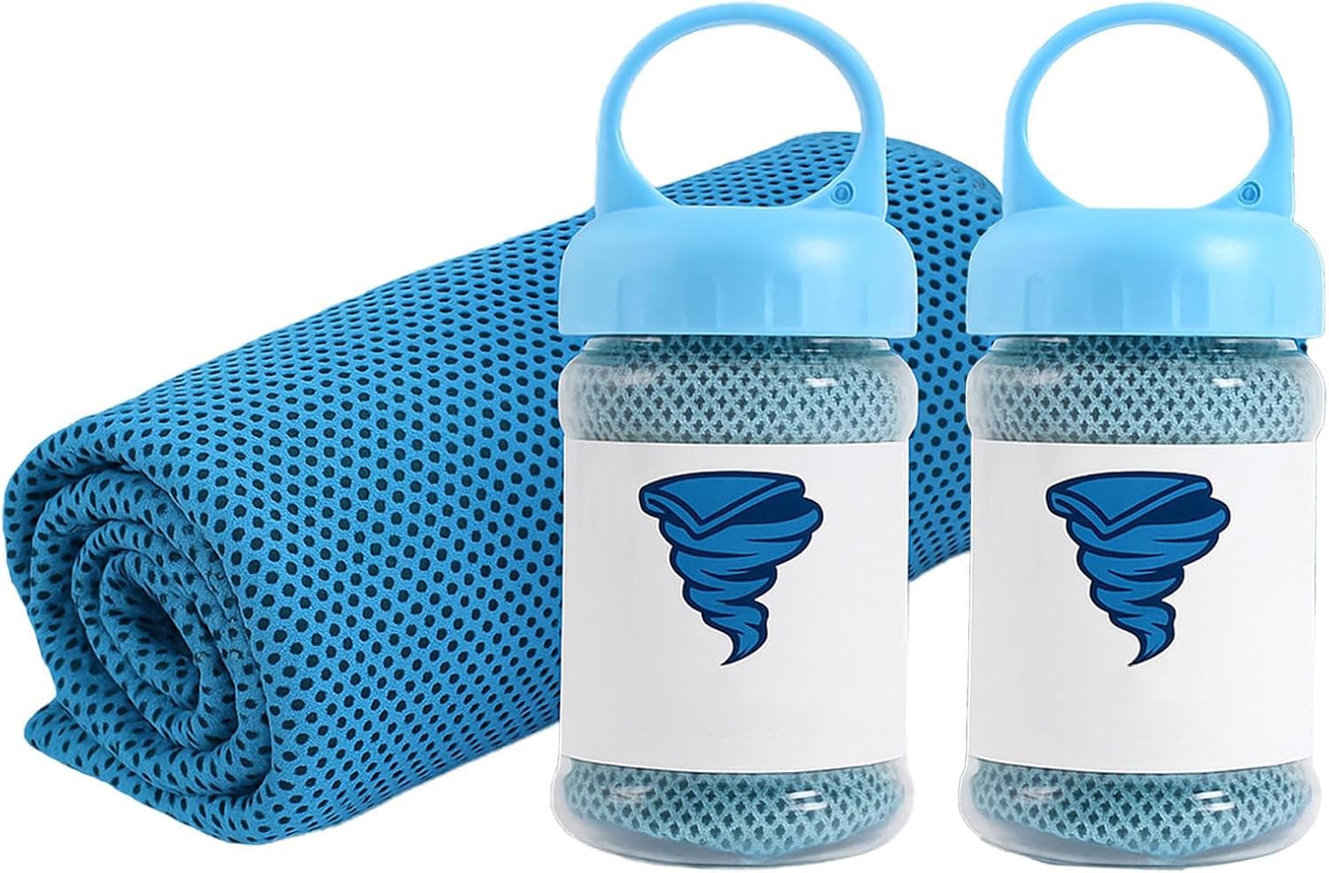 Towelnado Ice Towel Bottle, Cooling Towel, Cool Towel Bottle, Cold Towel, Towelnado Ice Cool Microfibre Towel for Neck, Chemical-Free, Durable Polyester, Quick Dry Mesh, Soft to Touch,80x30cm (Blue*2)