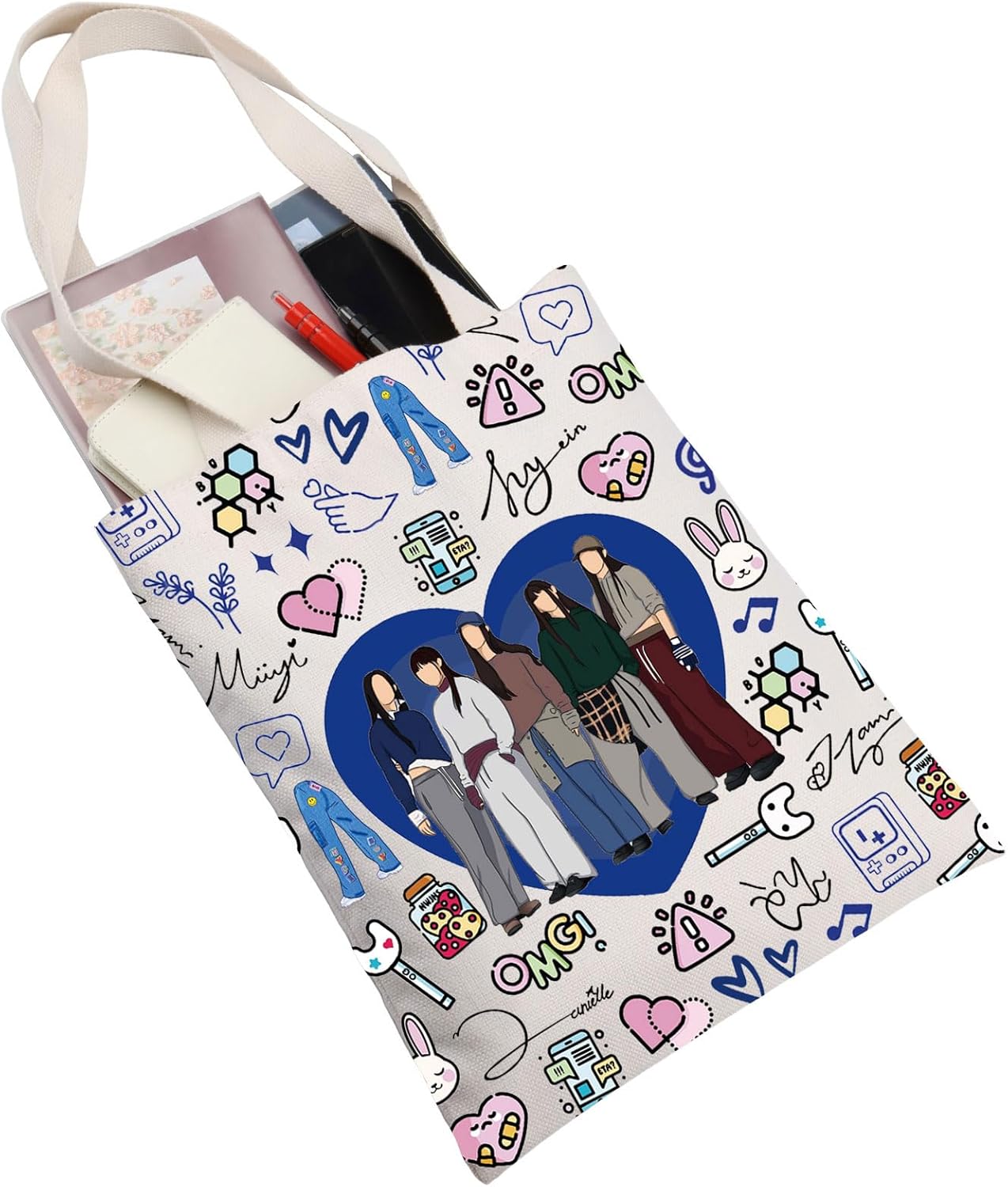 JNIAP Korean Group Tote Bag Korean Music Fans Gifts Korean Group Canvas Shoulder Bag Korean Group Merchandise - Image 4