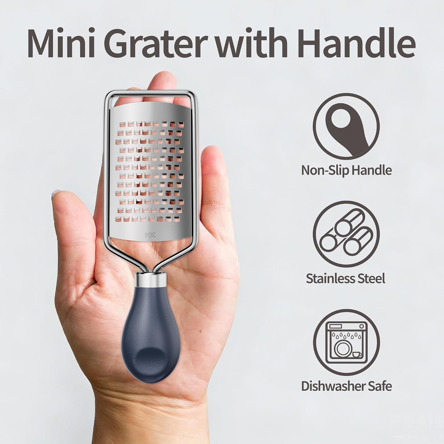 Lemon Zester, Mini Cheese Grater with Handle, 1.8"W x 5.8"L