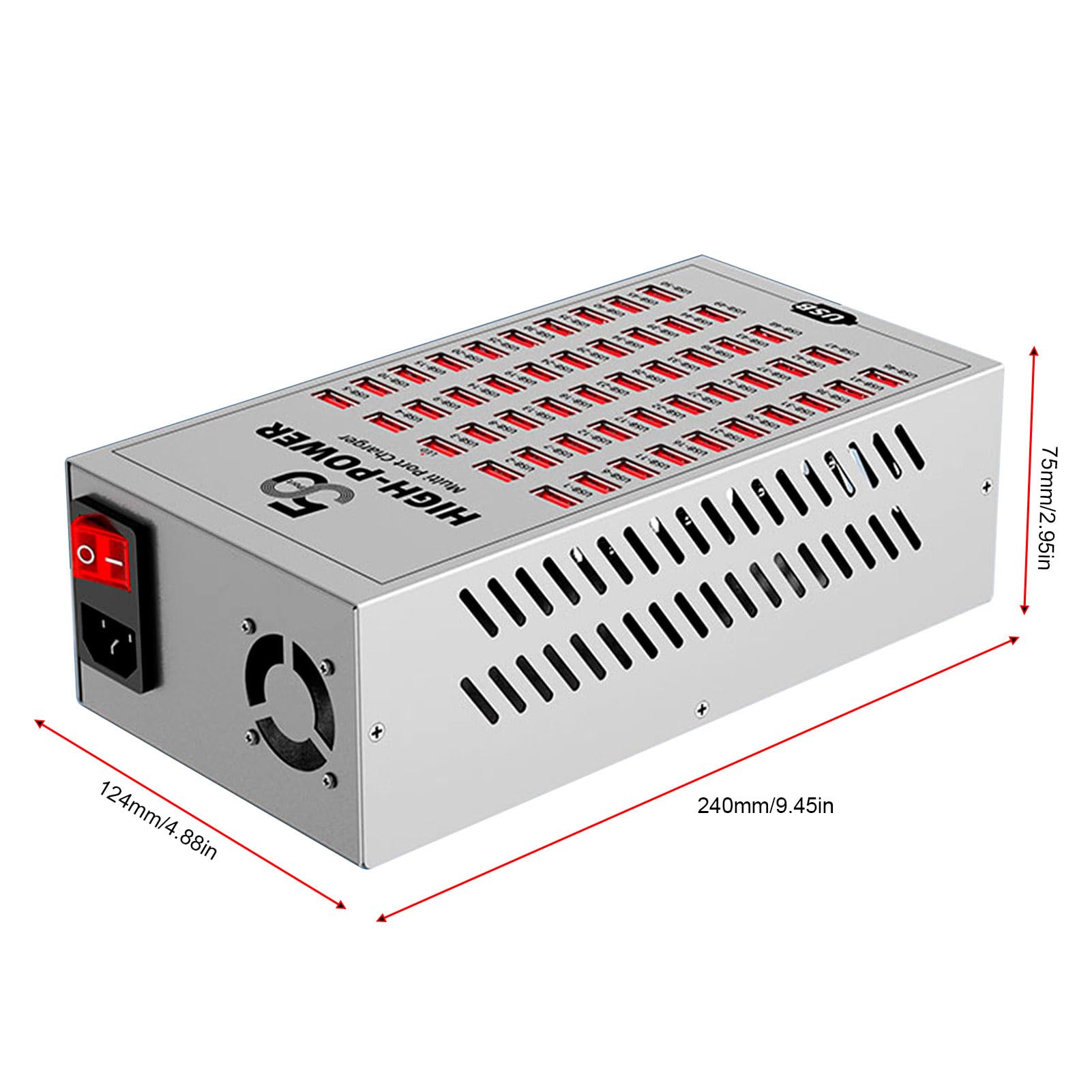 50 Port 200 Watt USB Station de Charge, Bloc de Chargeur Rapide Haute Puissance, Multiple Chargeur USB de Bureau pour Les Hôtels, Les écoles, Les Bureaux (Prise UE 220-250V)