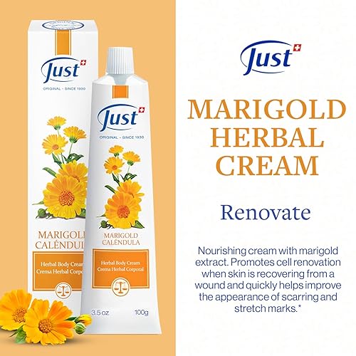Miniatura 3 de Swiss Just Cream 3.4 fl oz, crema nutritiva con extracto de caléndula. Crema corporal promueve la renovación celular y mejora la apariencia de