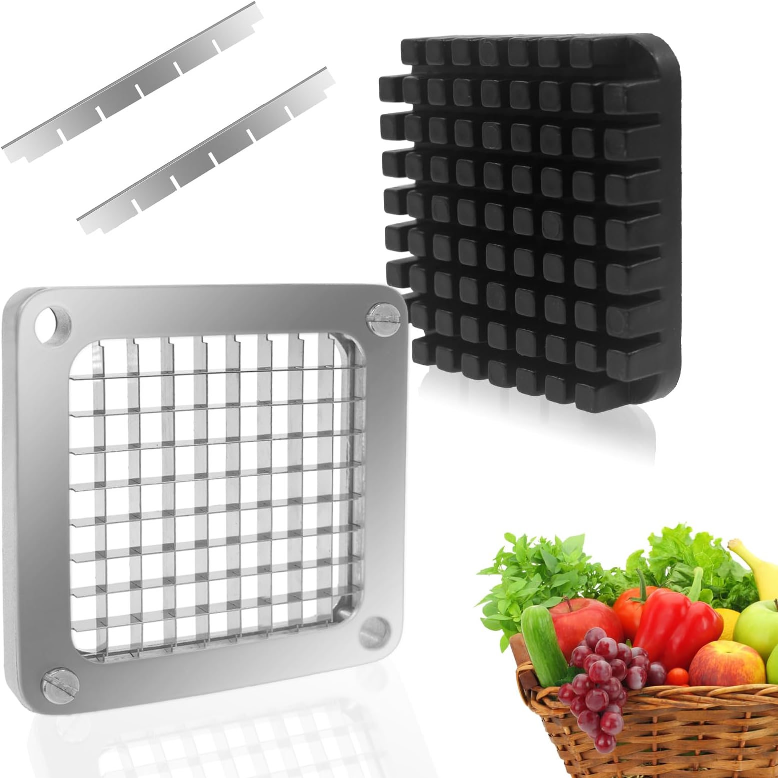 Replacement Chopper 3/8โโ Blade,Commercial Vegetable Chopper Dicer Stainless Steel Blade and Pusher Block for Fruit Cutting Machine Tomato onion French Fries Cutter