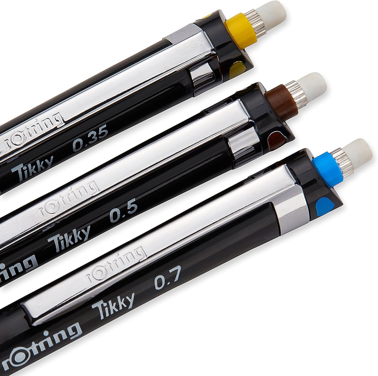 rOtring Tikky Mechanical Pencil | 0.35mm, 0.5mm and 0.7mm | HB Lead | Black Barrel | 3-Piece Set x 2 - Image 3