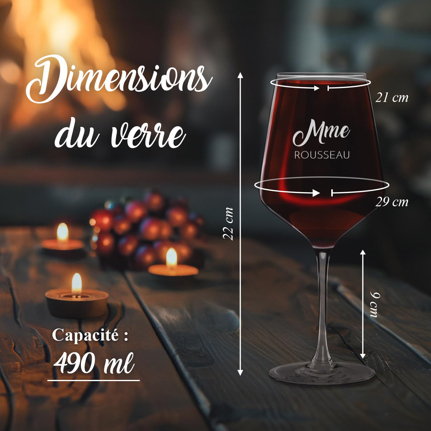 Maverton Set de 2 verre a vin en Cristal - Verres gravés 530 ml - Verres XL Cadeau Personnalisé - Cadeau couple - Set a vin pour parents - cadeau mariage - Noel - Ils