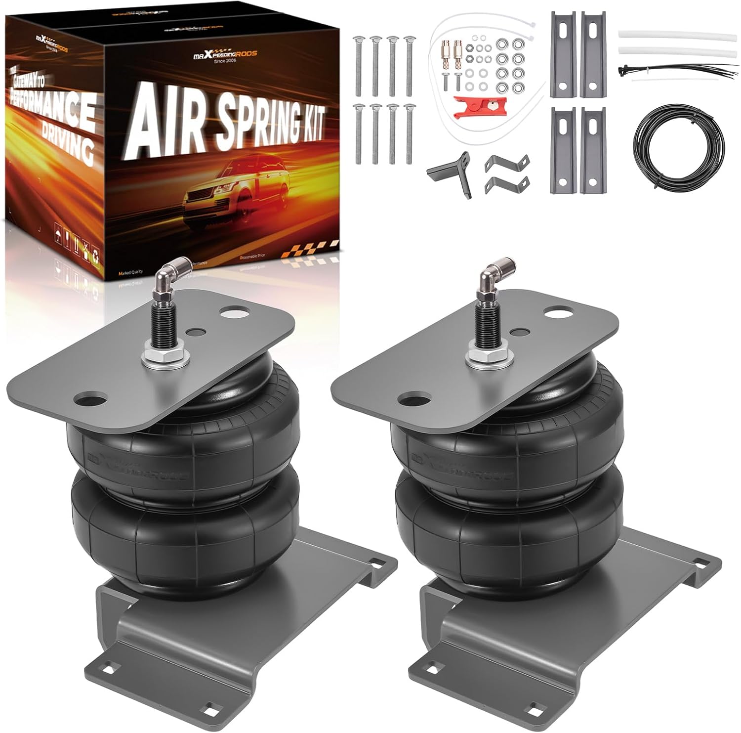 maXpeedingrods 5000 lbs Rear Air Suspension Bags Kit for Toyota Tundra Pickup Trucks 2WD 4WD 2007-2021 Air Helper Spring Kit Gray