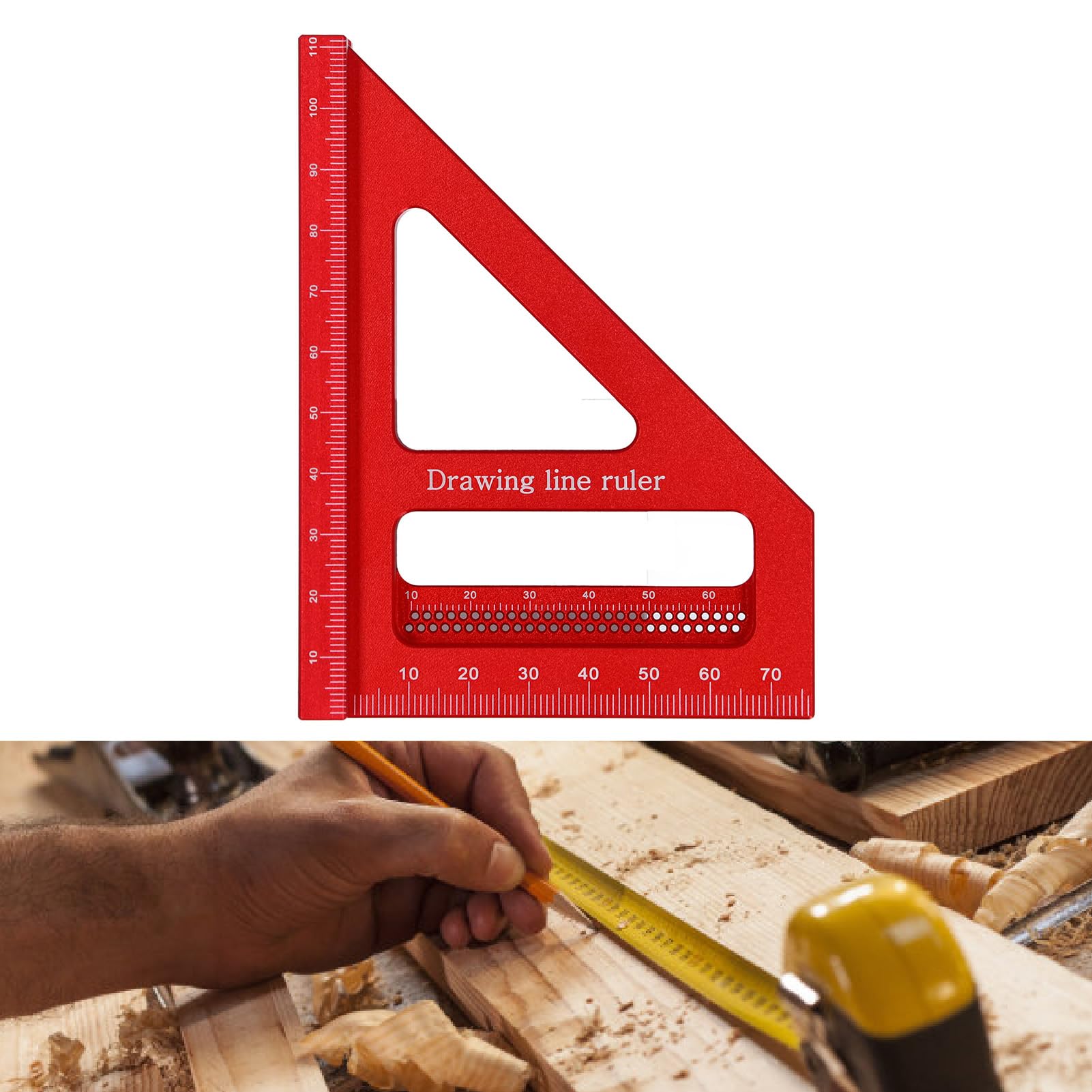 Natudeco 3D Multi Angle Measuring Ruler 45 90 Degree Aluminum Alloy Woodworking Square Protractor Miter Triangles Ruler for Woodworking Layout Measuring
