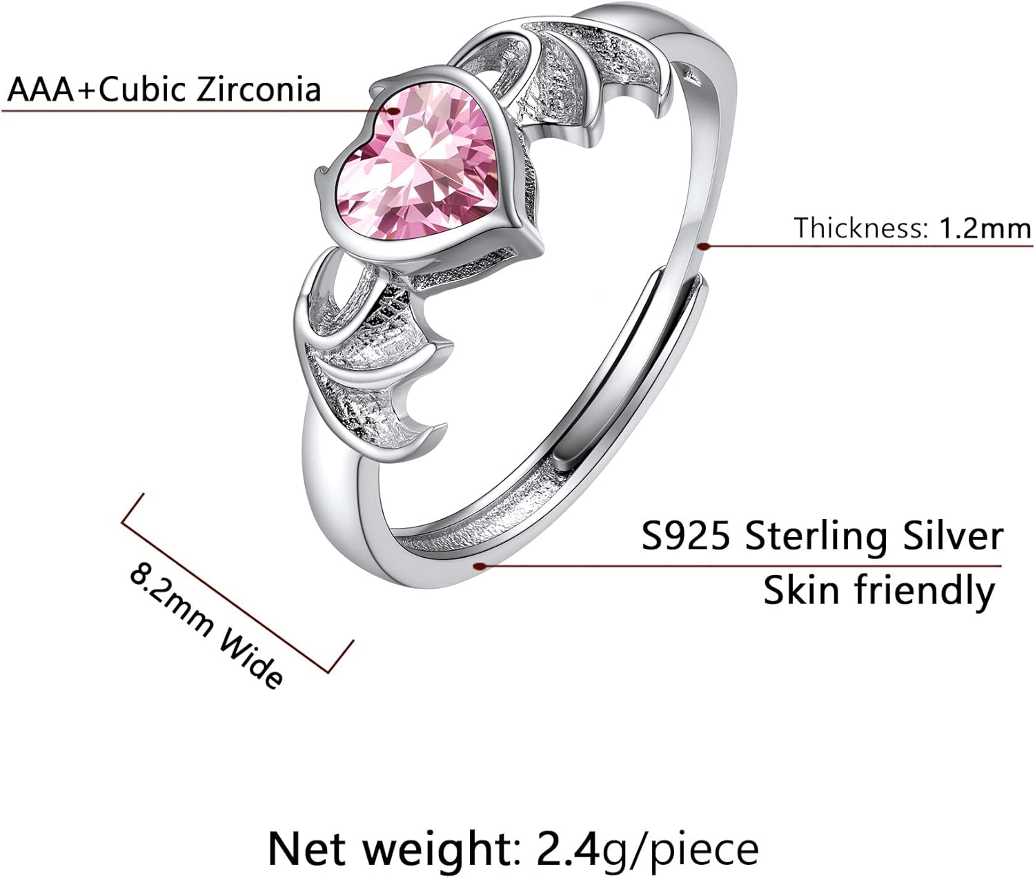 SILVERCUTE 925 Sterling Silver Birthstone Earrings for Women with Demon Ring