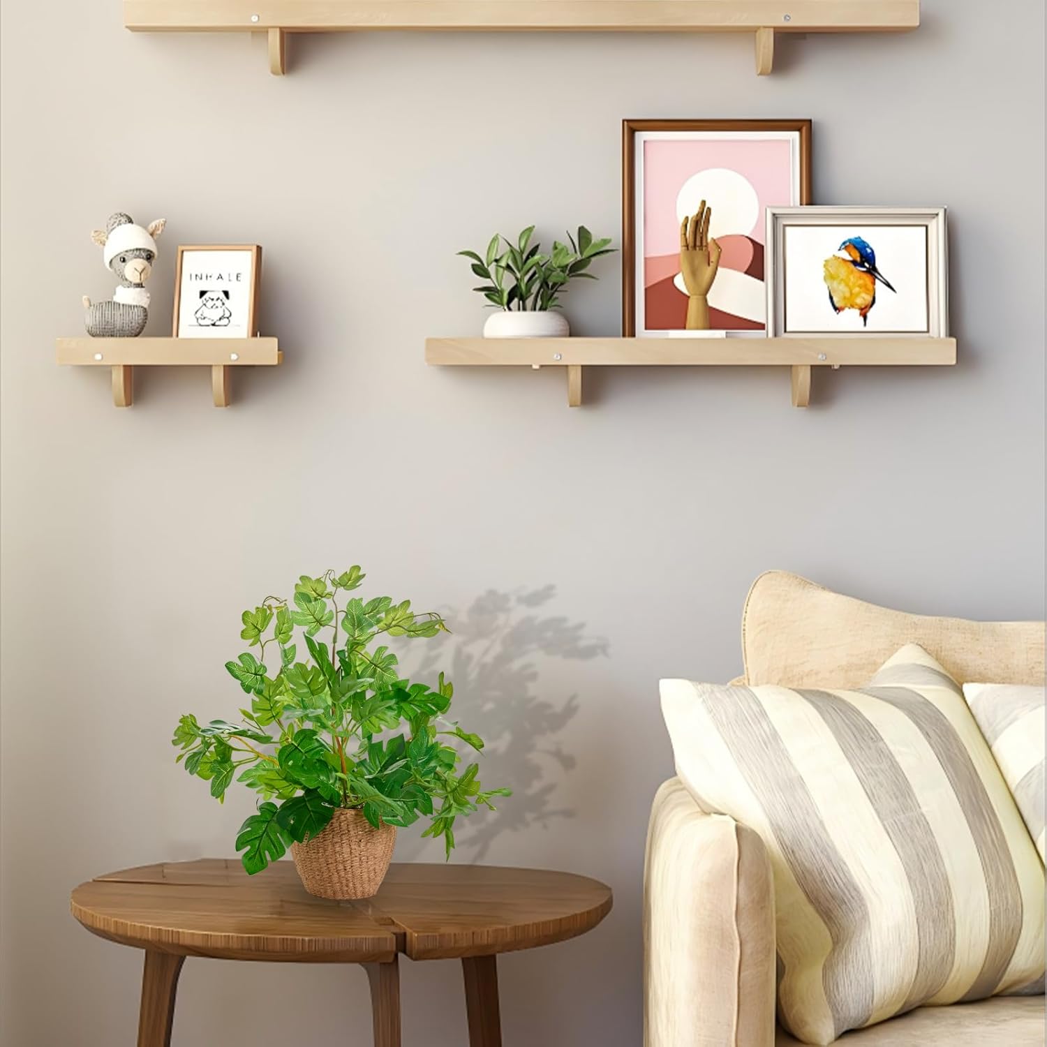 14'' Decorative Faux Monstera Plant Potted in Yellow Woven Ceramic Planter Realistic Fake Greenery Artificial Plant for Home Office Bathroom Kitchen Bedroom Tabletop Decor - Image 5