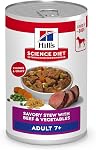 Hill's Science Diet Adulte 7+, Nutrition Premium senior, aliments pour chiens mouillés, boeuf & Légumes ragoût, 12.8 oz Can, Cas de 12