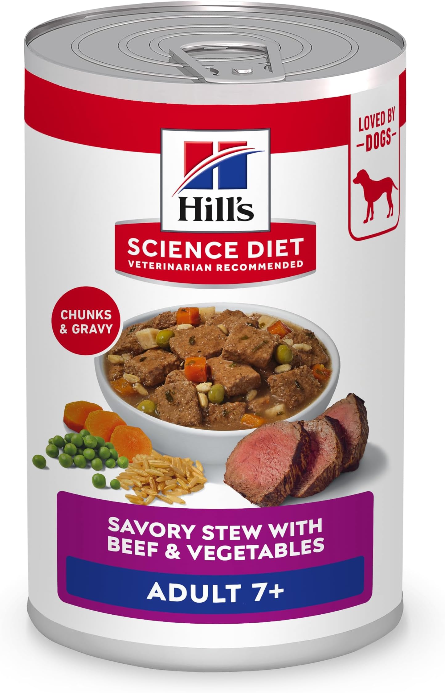 Senior 7+ Canned Dog Food, Savory Stew with Beef & Vegetables, 12.8 oz, 12 Pack wet dog food