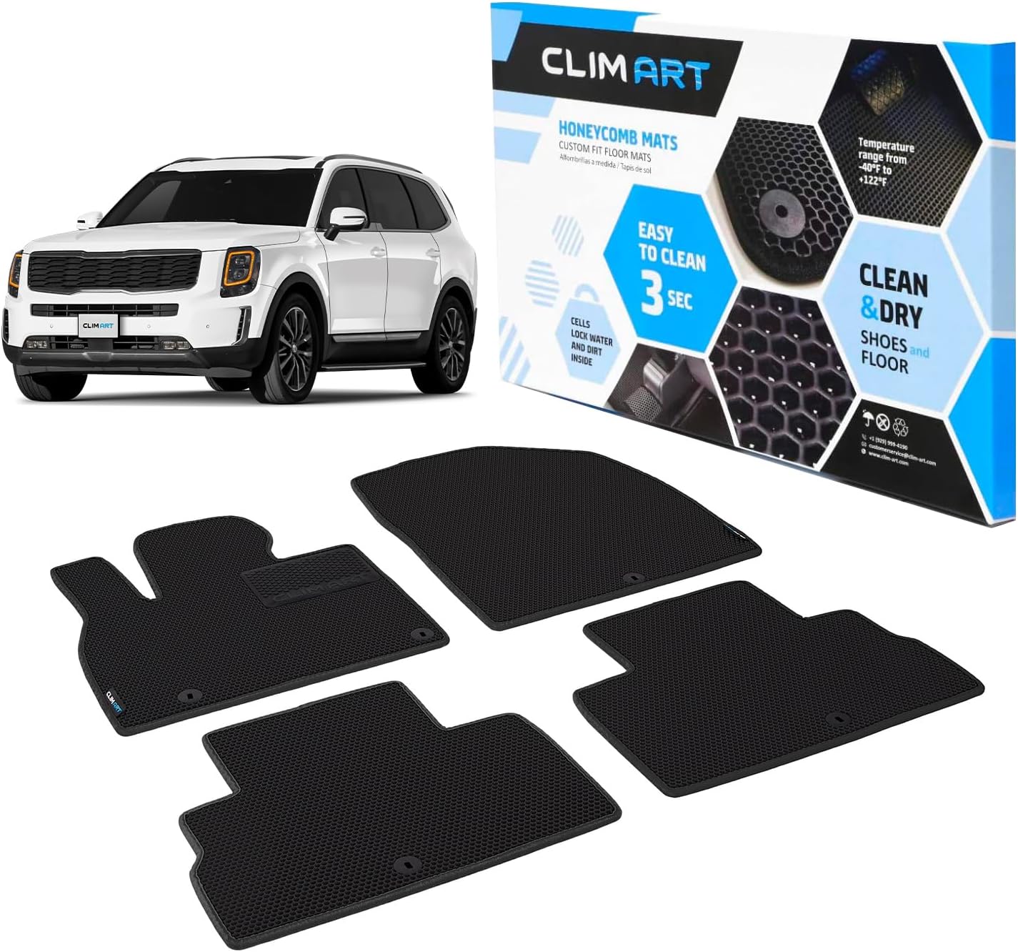 CLIM ART All-Weather Car Floor Mats Compatible with Kia Forte 2019-2024, Custom-Fit Heavy-Duty Floor Liners for Cars & SUVs, Car Accessories for Men & Women, Black - FL911519154