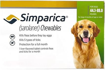 TAJ Presents SIMPARICA Chewable Tablet for Dogs of (21-40 kg or 44.1-88 lbs)||Imported|| (1 Tablet)