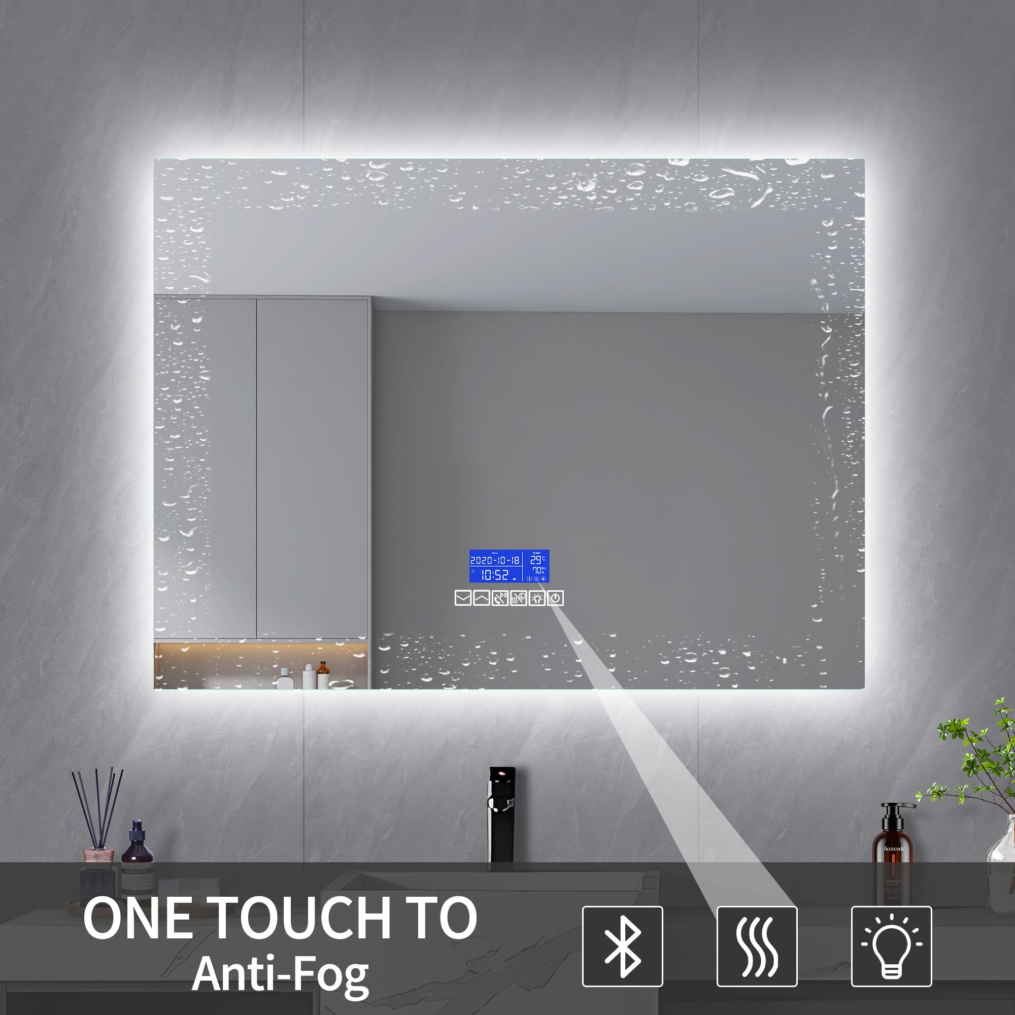 Specchio Bagno Illuminato 80x140cm - Antiappannamento, Dimmerabile, Con Bluetooth - Foto 6