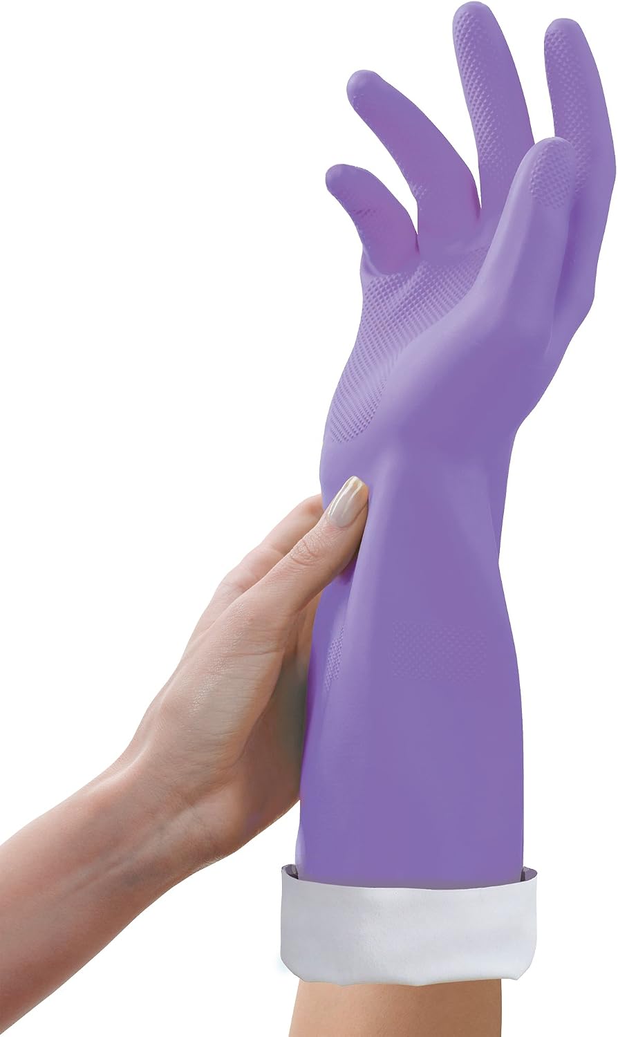 Mr. Clean, 243312 Loving Hands, Large Heat Resisting, Soft Cotton Flock Lining, Built in Freshness Protection, Non-Slip Diamond Grip Gloves, (L)