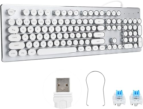 Teclado mecánico retro con retroiluminación arco iris estilo vintage punk impermeable teclado ergonómico mecánico a prueba de polvo con 104 teclas