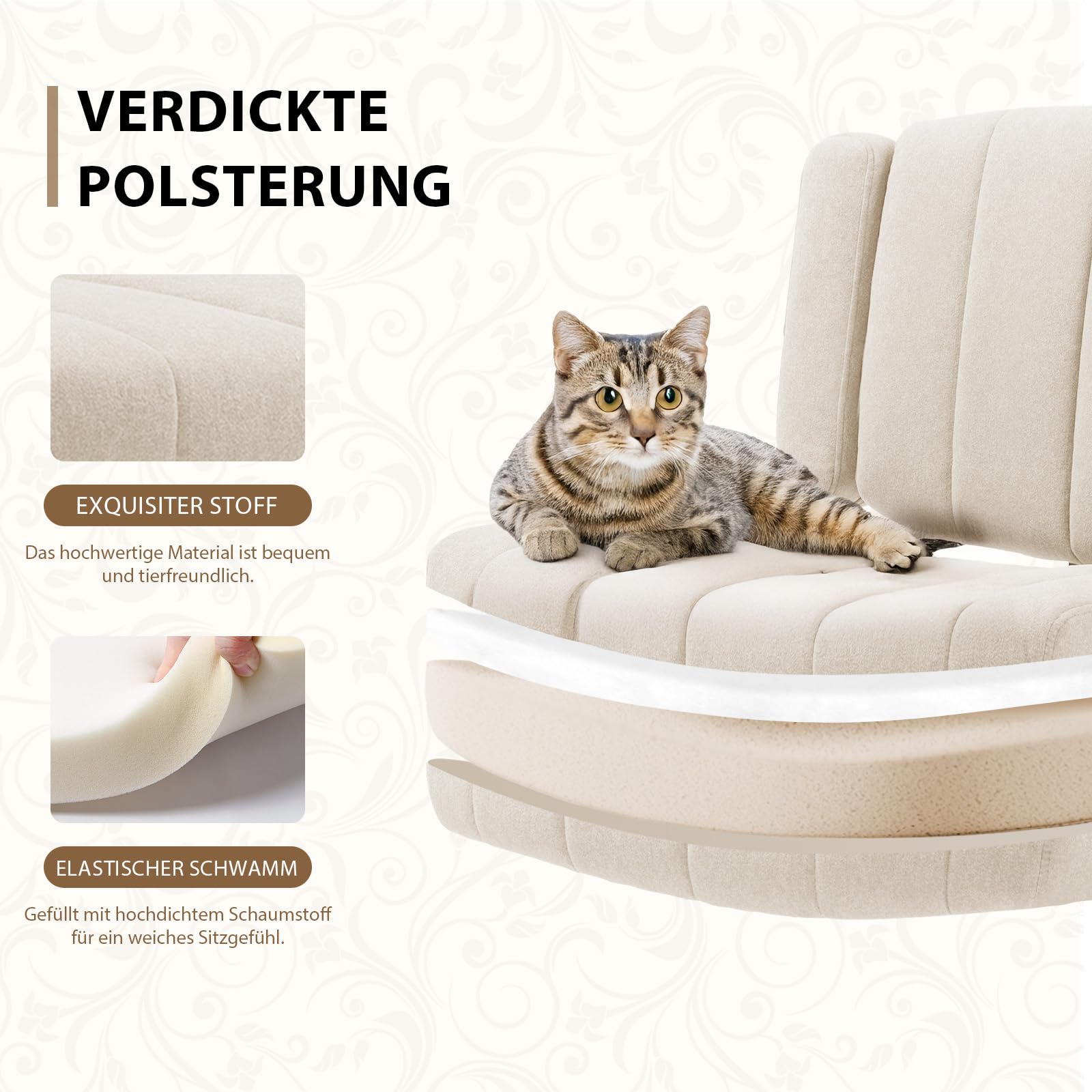 Vigosit silla cruzada Criss Cross con ruedas, reposabrazos ajustables, tela antiagarre, cojín cómodo, estilo moderno, silla giratoria para oficina en casa
