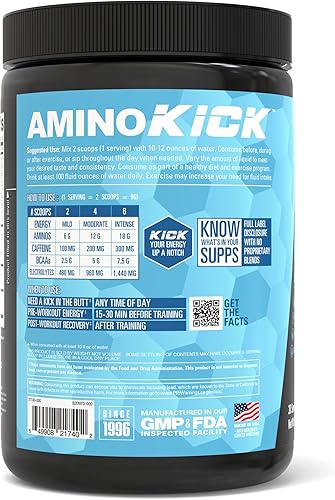 Vista 21 de NutraBio Amino Kick - BCAA en polvo con cafeína natural - Suplemento de aminoácidos para energía, hidratación y recuperación - BCAA, electrolitos