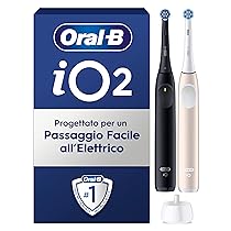 Oral-B iO 2 Spazzolino Elettrico Oral B, Nero e Rosa, 1 Testina Di Ricambio, 2 Spazzolini, Delicato sulle Gengive, Efficace sulla placca, Sensore di Pressione, Pulizia Denti Efficace
