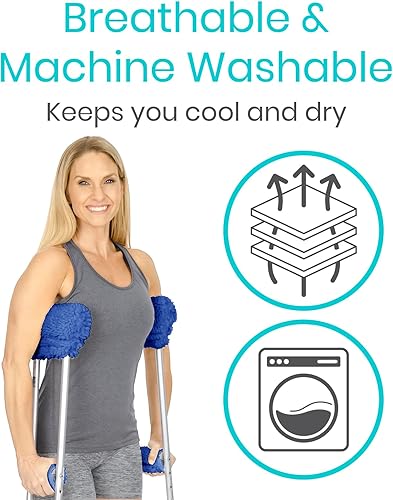 Miniatura 43 de Vive Almohadillas para muletas de piel de oveja y empuñaduras de mano, cómodas, transpirables, lavables a máquina para adultos, fundas de accesorios