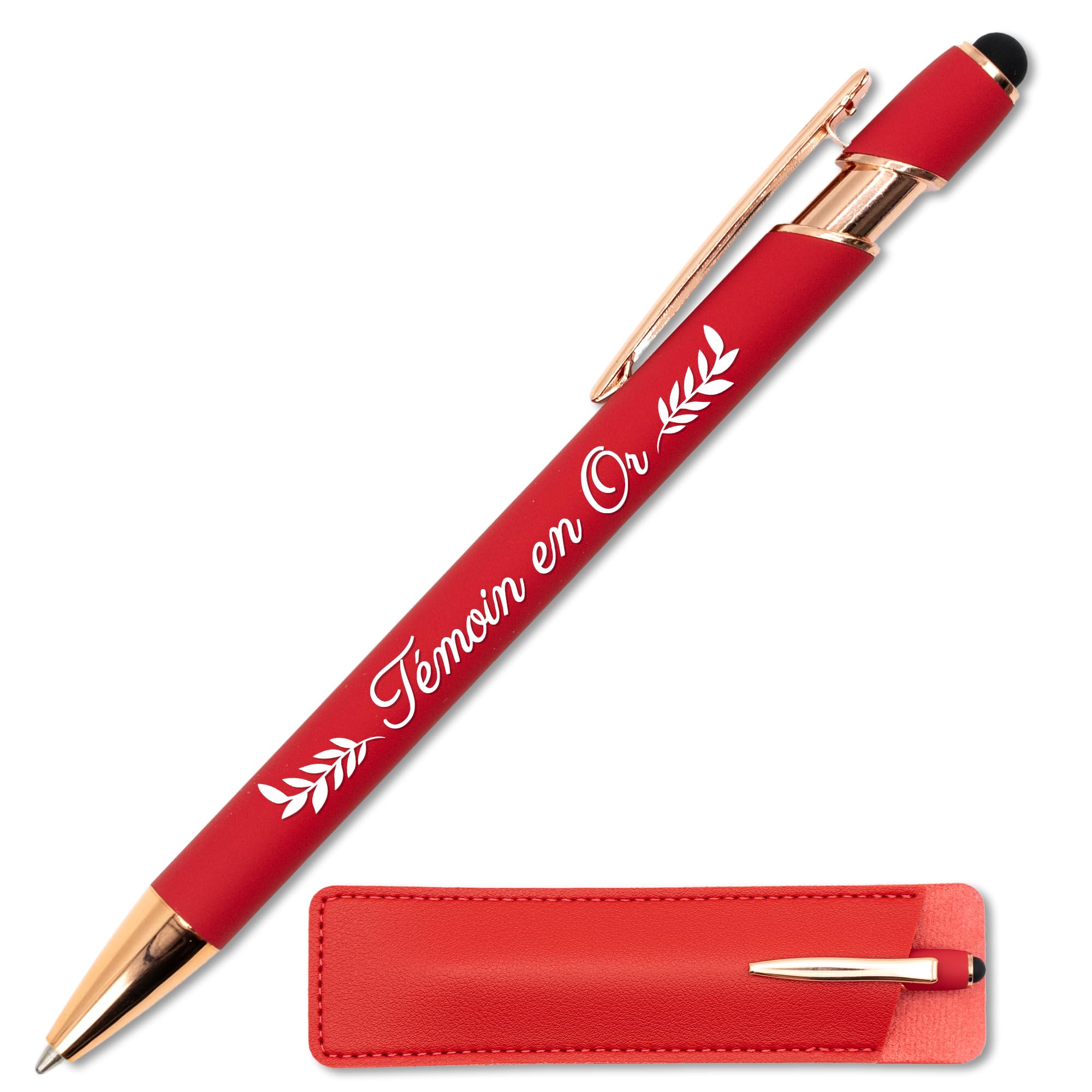 StarMaker Stylo feuille d'or personnalisé avec gravure - Texte et décorations personnalisables, stylo chic avec étui, cadeau collègue
