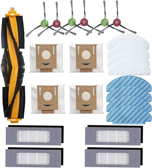 23 Pack Replacement Accessories Kit Fit for Ecovacs DEEBOT OZMO T8 AIVI T8 N8 Pro N8 Pro Plus Robot Vacuum, 1 Main Brush, 6 pack side brushes, 4 pack HEPA filters, 4 pack Dust Bags, 8 pack mop pads
