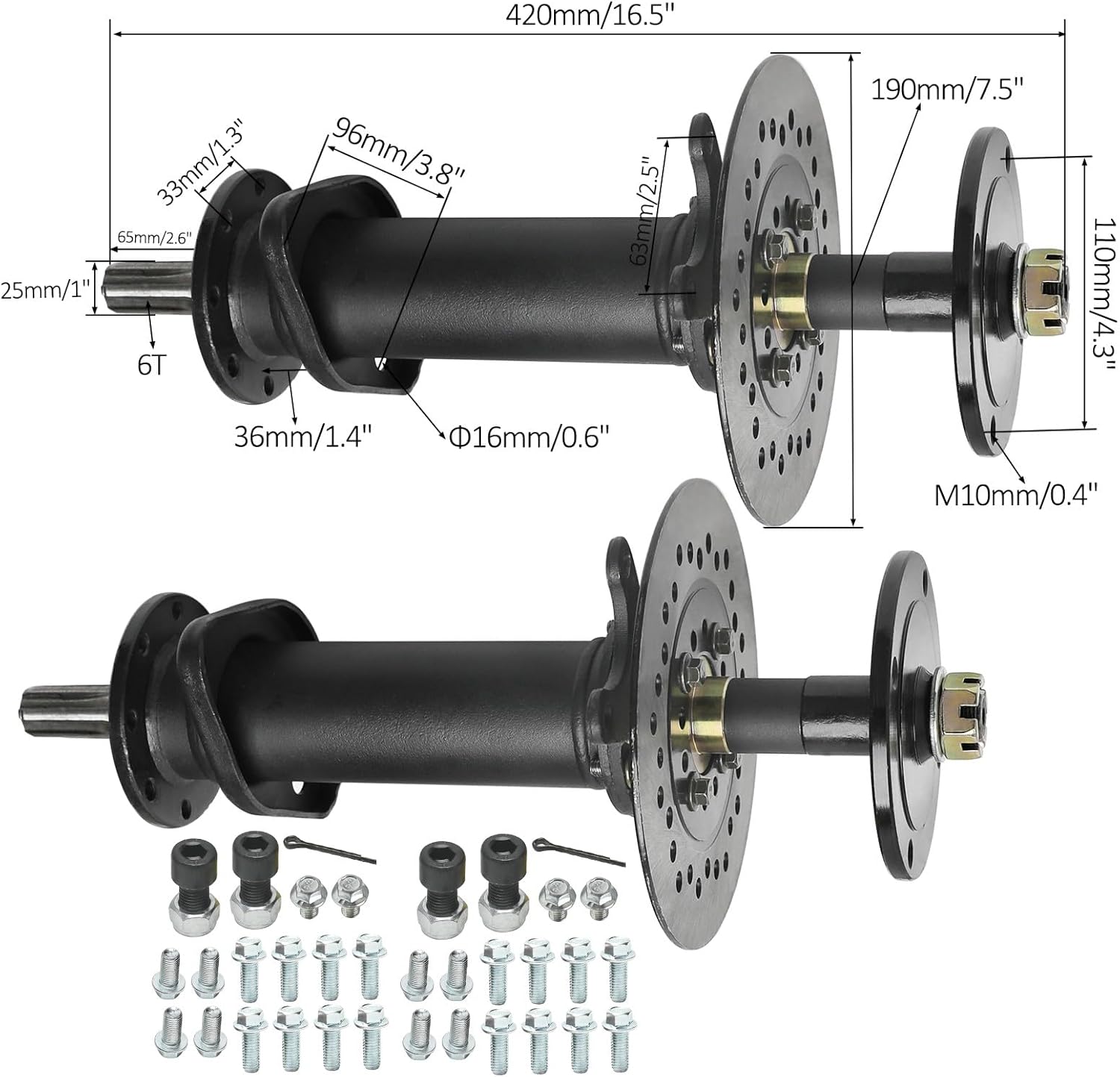 TDPRO 60V 2500W Electric Brushless DC Motor Kit 5000RPM with Differential Gearbox +810mm 32in Rear Axle 6T Spline 4 Stud Wheel Hubs for Electric Vehicles ATV UTV Quad Buggy Tricycles Trikes Go Kart