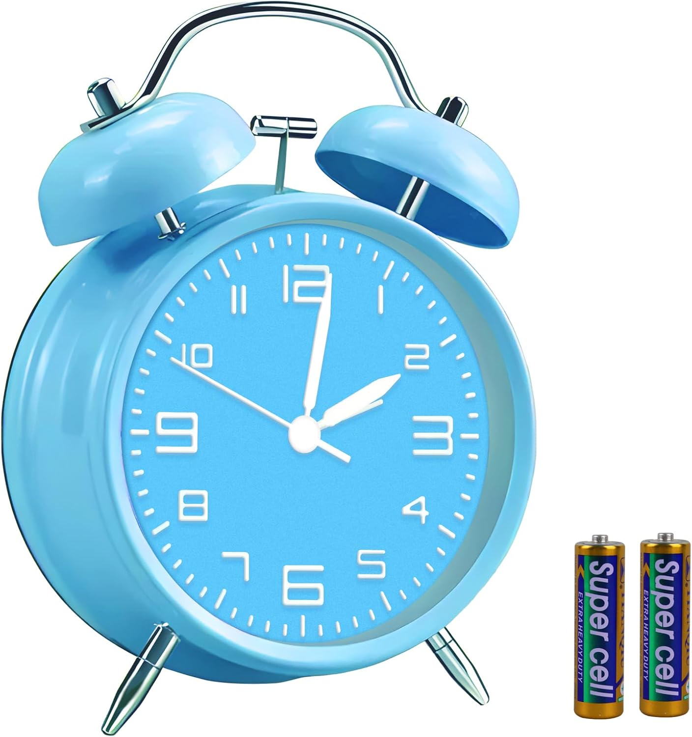pxy Retro Alarm Clock for Heavy Sleepers 3D Dial Battery Operated (Battery Include), 4" Super Silent Analog Alarm Clock for Kids with Night Light PT260 Silver Orange PT508-2 Roman Numbers