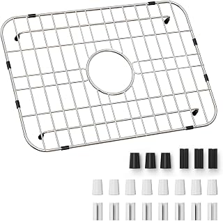 18x12.5 Inch Stainless Steel Kitchen Sink Grid Protector - Centered Drain, Heavy Duty Single Bowl Sink Grate by kitchenhelper