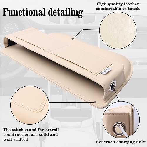 Miniatura 3 de Organizador y almacenamiento de cuero para asiento de automóvil, accesorios universales para automóvil, para relleno de espacio lateral de consola,
