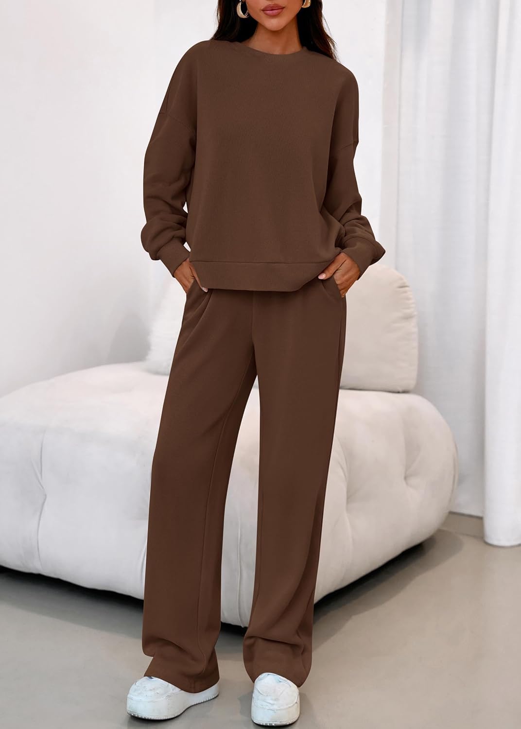 KIRUNDO Spring Fall Sweatsuits Women 2 Piece Outfit Lounge Sets 2026 Matching Airport Travel Sweatshirt Sweatpants Tracksuit - Image 8