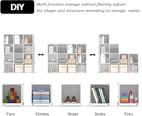 Miniatura 6 de AWTATOS Organizador de armario con 12 cubos de almacenamiento con puertas, organizadores de armario y organizador de ropa apilable para dormitorio,