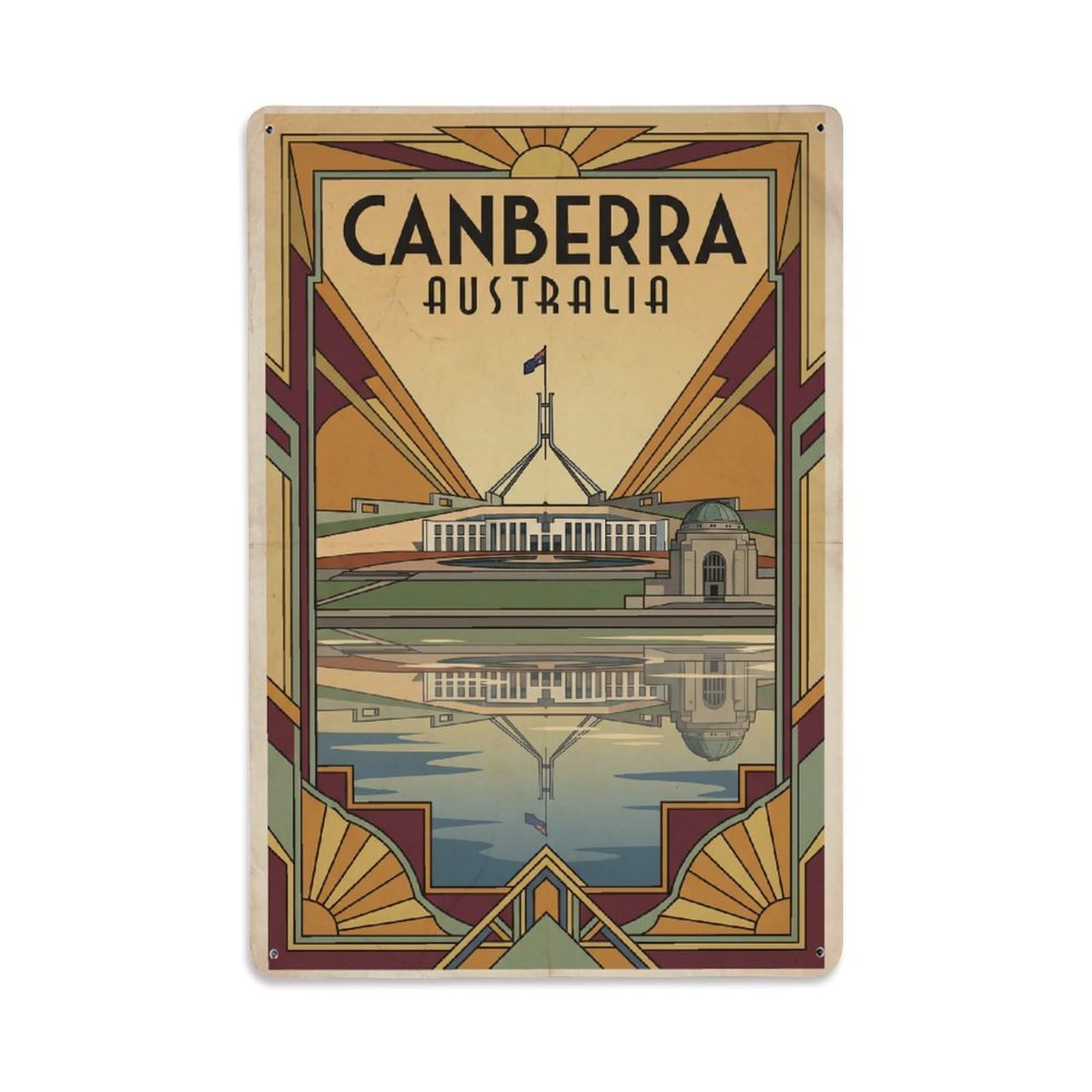 Gead 8X12inch Style Vintage Travel Australia Canberra Metal Tin Sign