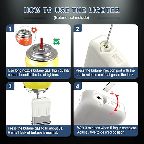 Miniatura 7 de Encendedor de antorcha, encendedor de butano recargable, encendedor de gas al aire libre a prueba de viento, encendedores de llama de chorro