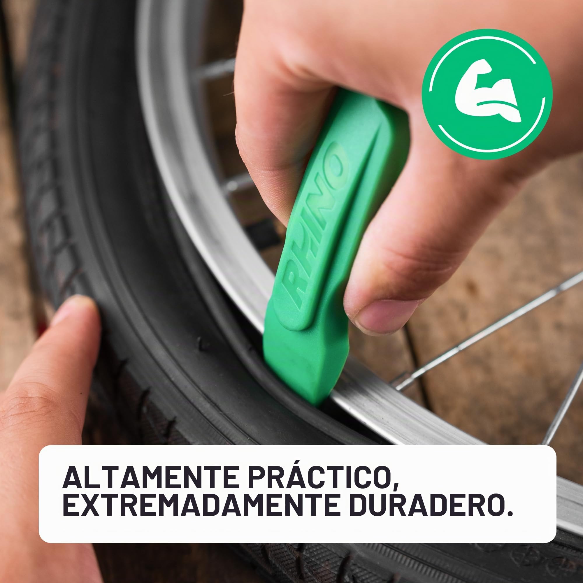 MOOVMOOV Rhino Palancas Desmontables Bici Reforzadas Kit 4 Palancas Herramienta Profesional para Quitar Neumáticos Tubeless y Cámara MTB Carretera Cambio de Cámara de Aire