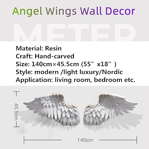 Vista 2 de Decoración de pared de alas de ángel de resina grandes para bar de cerveza, bodas y fiestas de Navidad, esculturas de pared colgantes de alas